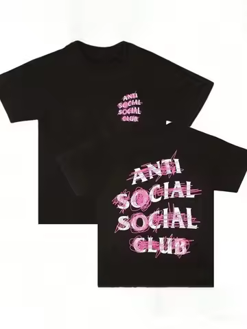Cotton T-shirt with double-sided "Anti Social Social Club" print; suitable for everyday wear and cas