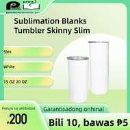 Sublimation Blanks Tumbler Skinny Slim 15oz/20oz(white) with straw
