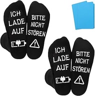 2 Pairs of Funny Socks Gifts for Men Women Gift with Saying "Bitte Nicht Stören Ich Lade auf Anti-Ru