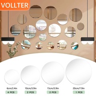 1/2/3 9pack/lot Mirror Stickers For Wall Decoration Reflective Effect Self-Adhesive Mirror Round Mirror