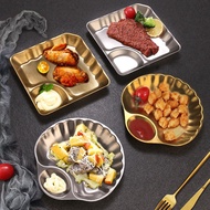 Stainless Steel Snack Plate Golden Shell-Shaped Compartmented Snack Plate Creative Vinegar Plate Dum