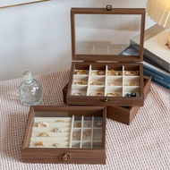 Storage Storage Box Jewelry Storage Box Walnut Wood Grain Jewelry Box Exquisite Jewelry Earrings Nai