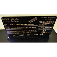 Replika check, mockup cheque, cheque (plate clear tulisan putih)