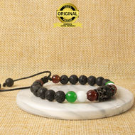 PALESTINE BRACELET - Gelang Aesthetic Pria Wanita Batu Giok Asli Original Lava Stone Red Garnet Mera