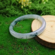 招財•特色•療癒|潑墨冰藍飄花|緬甸A貨翡平安手鐲#55#18