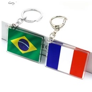 World flag keychain Brazil Italy France Spain Russia accessories handbag backpack keychain made of a