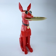 Decorative dog figurine, new store opening bedroom ornament, Doberman dog with sunglasses, home tray