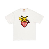 Human made x Pocket Monsters joint cooperation short sleeved tee Pikachu pattern love logo printing 