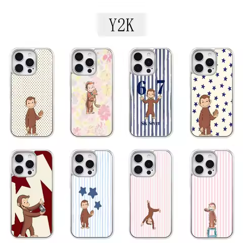 Luxury Y2K Curious George Phone Case for iPhone 17 16e 16 15 14 13 12 11 Air Pro Max X XR XSMAX 8 7 