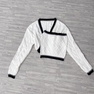 MODAMYTH H17 - 2 IN 1 SET CARDINGAN PLUS TANKTOP CROP RAJUT ATASAN WANITA KOREAN PRENIUM MOTIF