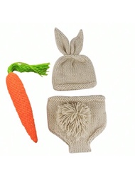 胡蘿蔔兔手工編織新生兒攝影造型服裝,可愛的嬰兒淋浴禮物