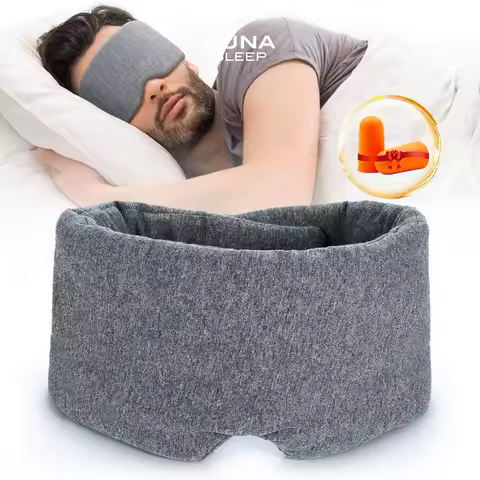 LUNA SLEEP Large Size Cotton Sleep Mask 100% Blocking Light Travel Blindfold with Adjustable Velcro 