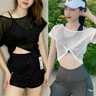 Gym_yoga mesh crop top, women's yoga gym tank top (Mesh crop top)