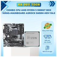 COMBO CPU AMD RYZEN 5 5500GT BOX BRAND+MAINBOARD ASROCK B450M-HDV R4.0-Genuine-36T warranty-Ha Duy T