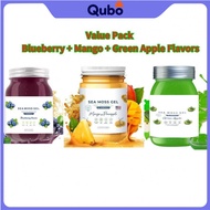 STOCK READY Value Pack Blueberry + Mango + Green Apple Flavors    Sea Moss Gel, 16OZ Raw Flavored Ir
