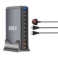800W GaN Charger Station 10-port USB Type C PD Charger Fast Charge HUb 3.0 Wall Charger for Mobile P