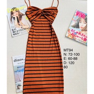 [N bust, Waist, L length] 2-strap dress, elastic body, elastic, long form (D2D1-B) MT94