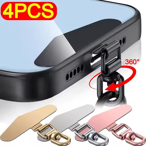 Upgraded 360 Degree Rotatable Luxury Metal Gasket Phone Case Lanyard Patch Stainless Steel 0.3mm Mob