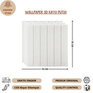 PUTIH KAYU Crown Star - 3D White Wood Foam Wallpaper 70 x 70 cm 3mm Thick Wood Foam Wood Motif Stick
