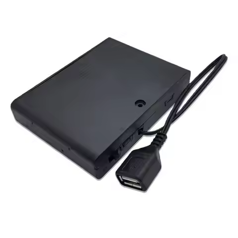 Black 96.56*72*19.28mm USB Mini Power Supply Battery Box With Cover And Switch 6 X AA USB Battery Bo