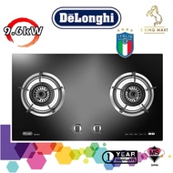 DeLonghi Italy DG-2073 Triple Ring Burners 2 Burner Built In Tempered Glass Gas Cooker Hob Stove With High Flame Power 4.8Kw x 2