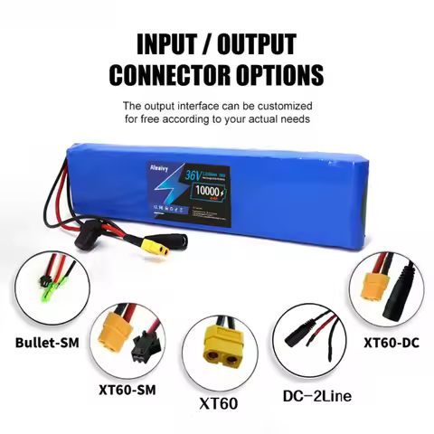 36V 10Ah Battery Pack with 15A BMS Fuse Holder - 10S3P 10000mAh 18650 Lithium Ion Rechargeable+ 42V 