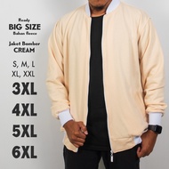 Jaket Jumbo Lelaki Cream and White Bomber Jacket BIG Size S M L XL XXL 3XL 4XL 5XL 6XL