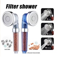 3 Modes High Pressure SPA Shower Head Water Saving Handheld Rainfall Bathroom Accessory Anion Filter Shower