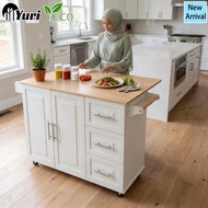 Yuri New Modern Three Tier Wooden Kitchen Island Bar Table Almari Dapur Dining Table Kitchen Island