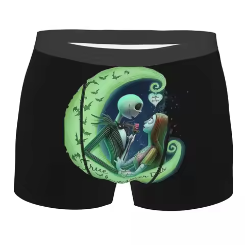Custom Nightmare Before Christmas Jack Skellington Sally Underwear Men Stretch Boxer Briefs