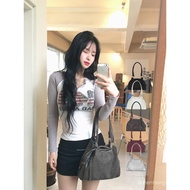 Korean Niche ason Bag Retro Wandering Large-Capacity Motorcycle Bag minju Same Style Shoulder Bag Co