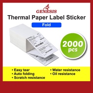 [2000pcs Fold] A6 Waybill Thermal Sticker Thermal Label Sticker FOLD 100mm*150mm Thermal Airway Bill Shipping Label