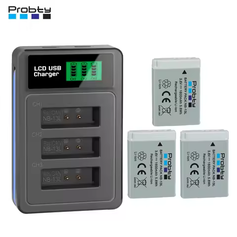 NB-13L NB13L NB-13LH 1600mAh Battery and LCD 3 Slot Charger for Canon PowerShot G5X G7X G9X G7 X Mar