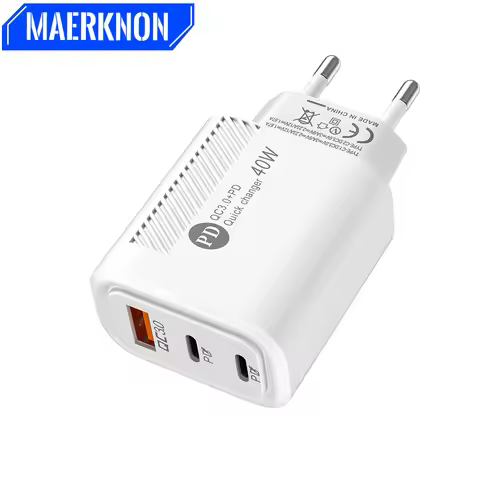 40W PD Fast Charge USB Type-C QC3.0 Phone Charger Adapter 3 Port For iPhone 14 13 Xiaomi 12 Samsung 