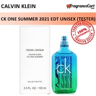 Calvin Klein cK One Summer 2021 EDT for Unisex (100ml Tester no cap) Eau de Toilette Men Women 1 Blue [Brand New 100% Authentic Perfume/Fragrance]