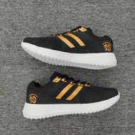 Giày thể thao sneaker nam nữ size 37 đến 43 đen sọc vàng đế nhẹ vải lưới thoáng khí(MT-06)