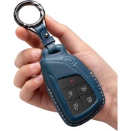 for GMC Key Fob Cover Leather Car Remote Case Holder Keychain Compatible for Chevy Tahoe Suburban Si