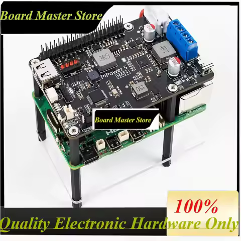 BoMasPiPower 5 Raspberry Pi 5/4B/3B+/Zero 2 W UPS HAT, 5V/5A Power Supply, Safe Shutdown, Smart Aler