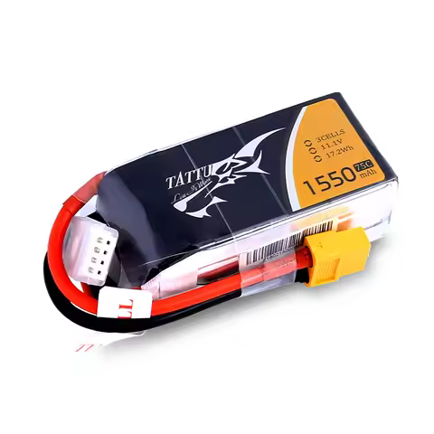 TATTU 3S 11.1V 1550mAh 75C LiPo Battery For RC Helicopter Quadcopter FPV Racing Drone Parts With XT6