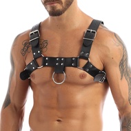 Msemis Mens Male Fashion Punk Harness Men PU Leather Gay Bondage Clubwear Adjustable Buckle Body Chest Harness Costumes