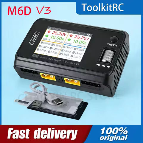 ToolkitRC M6D V3 500W 15A DC Dual Channel MINI Smart Charger Discharger For 1-6S Lipo Battery FPV Mo