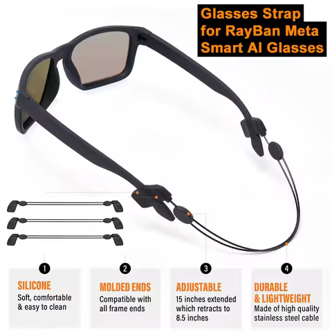 Glasses Strap for RayBan Meta Smart AI Glasses Adjustable Anti-drop Fixing Lanyard Holder for Wayfar