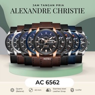 Jam tangan pria Alexandre Christie AC 6562 Leather Strap original