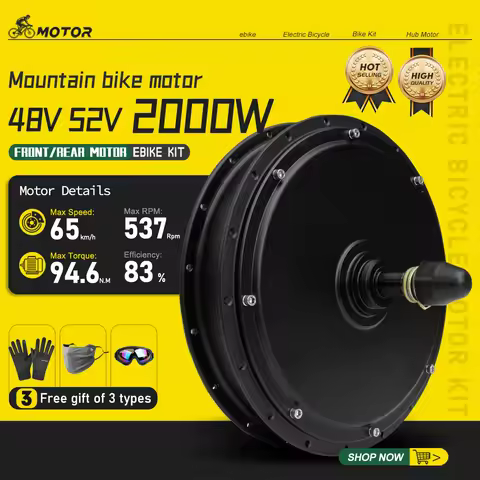 Electric Bicycle Motor 52V48V60V72V 2000W Brushless Gearless Hub Motor Front Rear Freewheel Wheel Dr