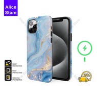 Blue Marble Texture Phone Case for iPhone 17 Pro Max / iPhone 16 Pro Max / 15 Pro Max / 13 Protectiv