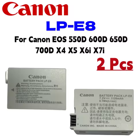 2PCS Original LP-E8 LP E8 Batteries LPE8 Battery For Canon EOS 550D 600D 650D 700D X4 X5 X6i X7i bat