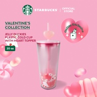 STARBUCKS Jelly Duckies Plastic Cold Cup with Heart Topper (20oz)