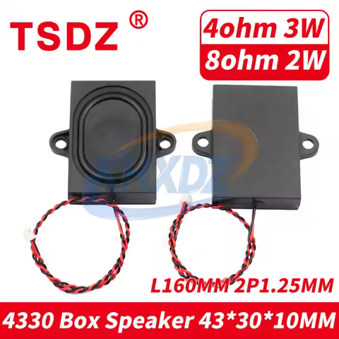 1Pcs 4330 2P1.25 Audio Portable Box Speakers 43*30*10MM 4Ohm 3W DIY Mini Computer TV Cavity Speaker 