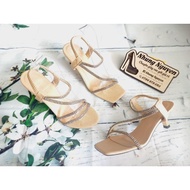 Sandals With Rhinestone Strap At Heels