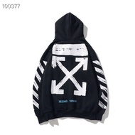 Off White แจ็กเก็ตเรโทรคลาสสิกฮิปฮอปเสื้อฮู้ดเสื้อผ้ามองเห็นรอบด้าน